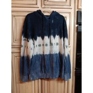 RVCA Tonally Tie Dye‎ Hoodie Fleece Mens Size L Navy/White/Blue